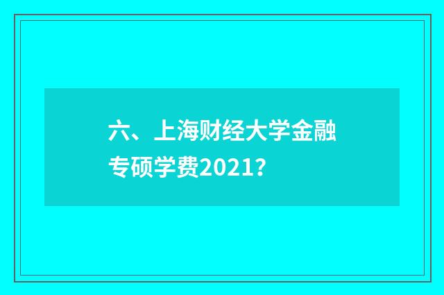 六、上海财经大学金融专硕学费2021？