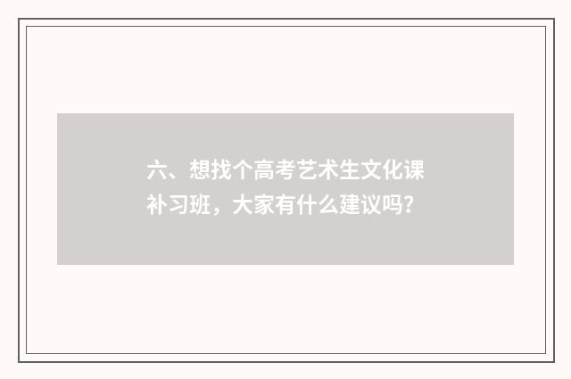 六、想找个高考艺术生文化课补习班,大家有什么建议吗?