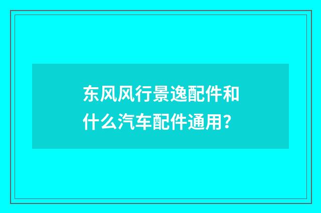 东风风行景逸配件和什么汽车配件通用?