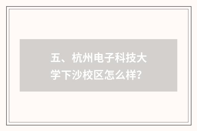 五、杭州电子科技大学下沙校区怎么样?