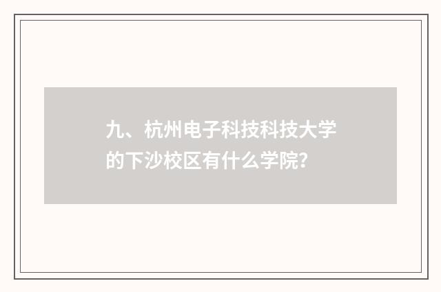 九、杭州电子科技科技大学的下沙校区有什么学院?