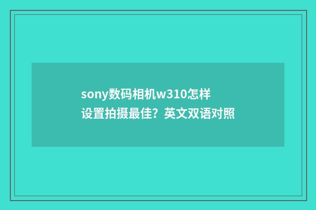 sony数码相机w310怎样设置拍摄最佳?英文双语对照