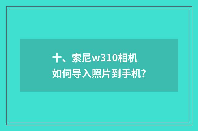十、索尼w310相机如何导入照片到手机?