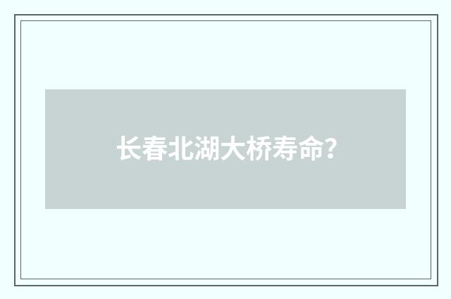 长春北湖大桥寿命?