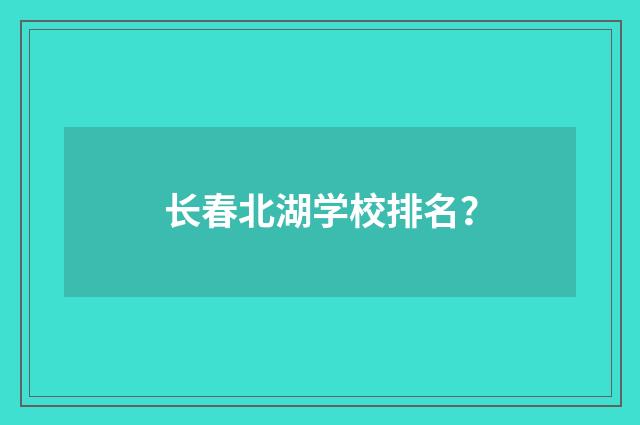 长春北湖学校排名?