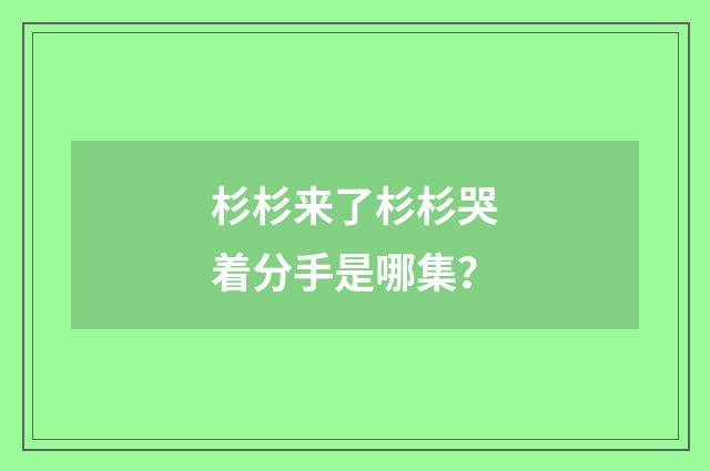 杉杉来了杉杉哭着分手是哪集?