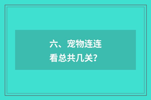 六、宠物连连看总共几关？