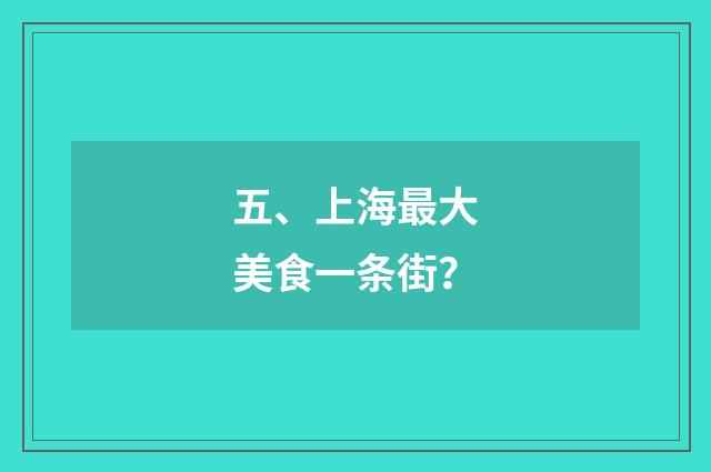 五、上海最大美食一条街?