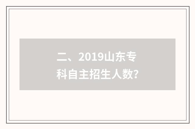 二、2019山东专科自主招生人数？