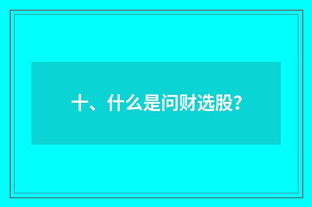 十、什么是问财选股?