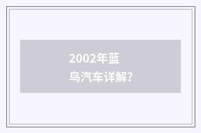 2002年蓝鸟汽车详解?