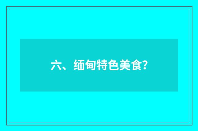 六、缅甸特色美食?