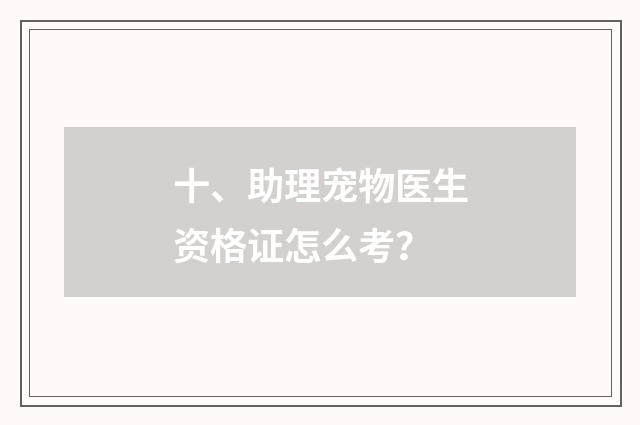 十、助理宠物医生资格证怎么考?