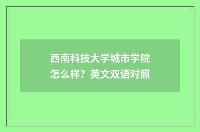 西南科技大学城市学院怎么样?英文双语对照