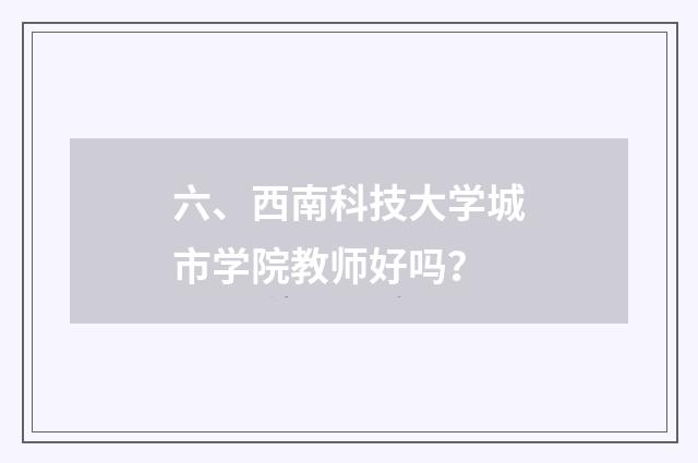 六、西南科技大学城市学院教师好吗?
