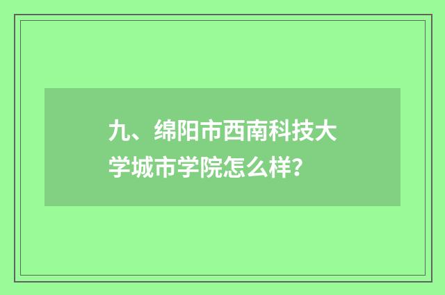 九、绵阳市西南科技大学城市学院怎么样？