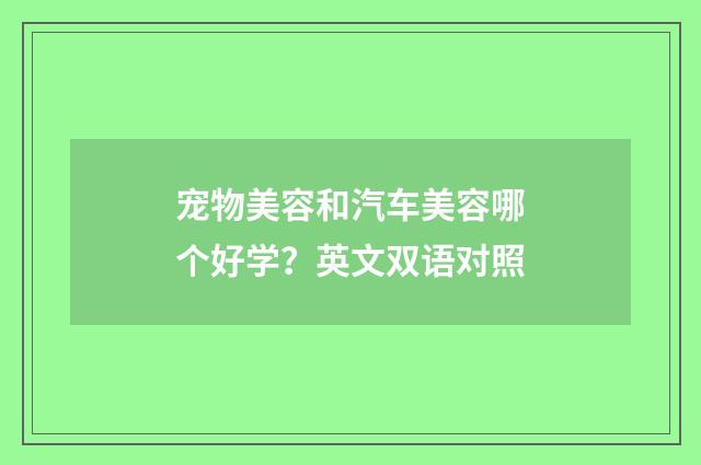 宠物美容和汽车美容哪个好学?英文双语对照