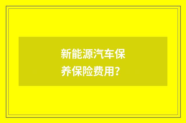 新能源汽车保养保险费用?