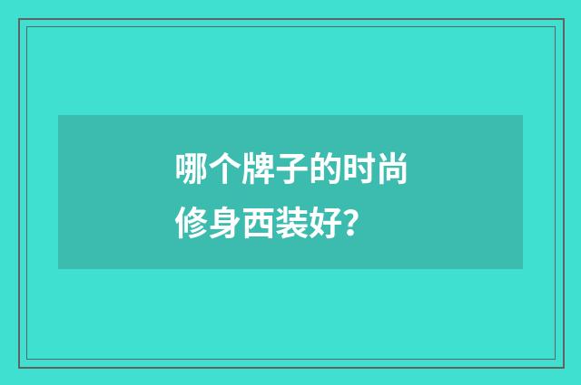 哪个牌子的时尚修身西装好？