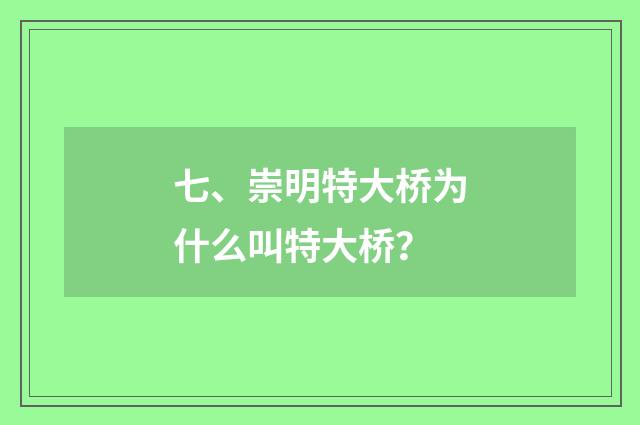 七、崇明特大桥为什么叫特大桥？
