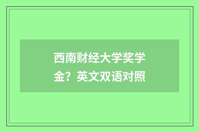 西南财经大学奖学金?英文双语对照