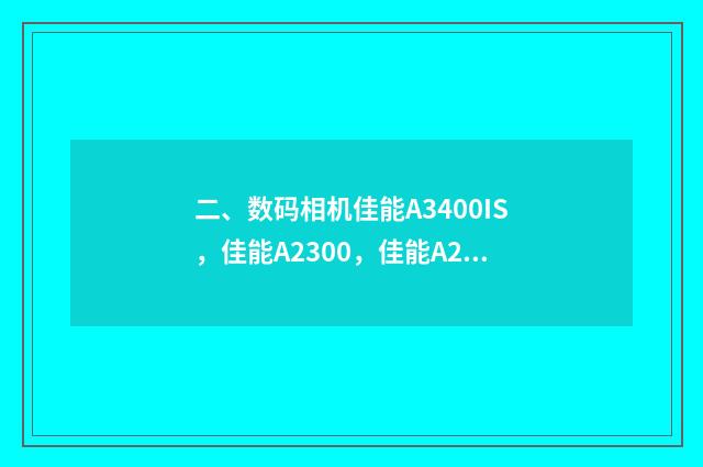 二、数码相机佳能A3400IS,佳能A2300,佳能A2400IS哪款比较好?