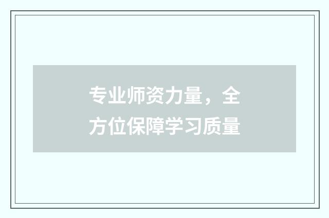 专业师资力量，全方位保障学习质量