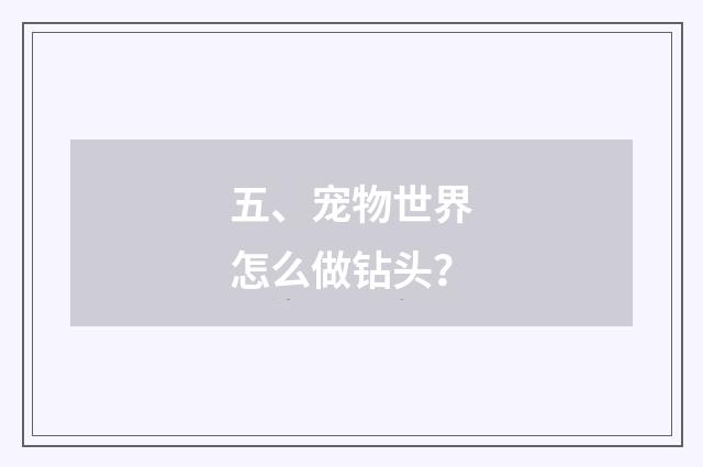 五、宠物世界怎么做钻头?