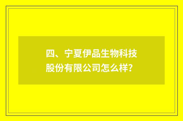 四、宁夏伊品生物科技股份有限公司怎么样？