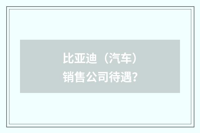 比亚迪(汽车)销售公司待遇?