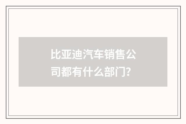 比亚迪汽车销售公司都有什么部门?