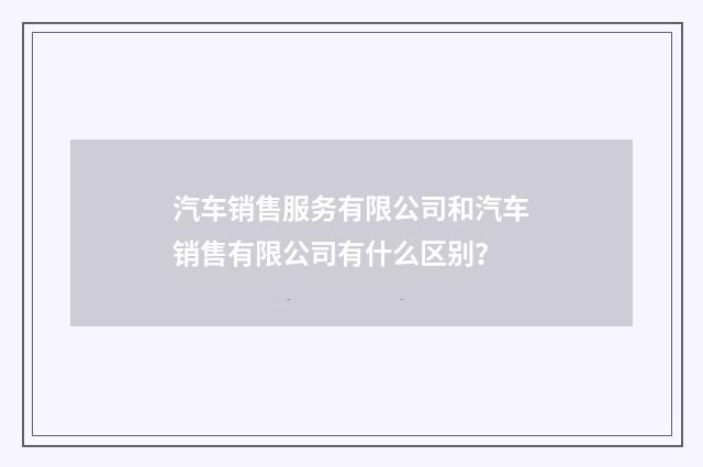 汽车销售服务有限公司和汽车销售有限公司有什么区别？