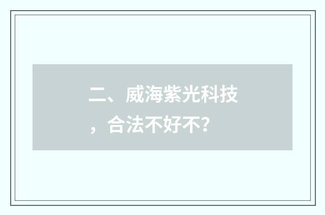 二、威海紫光科技,合法不好不?