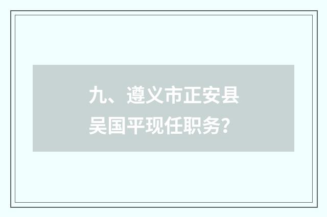 九、遵义市正安县吴国平现任职务?