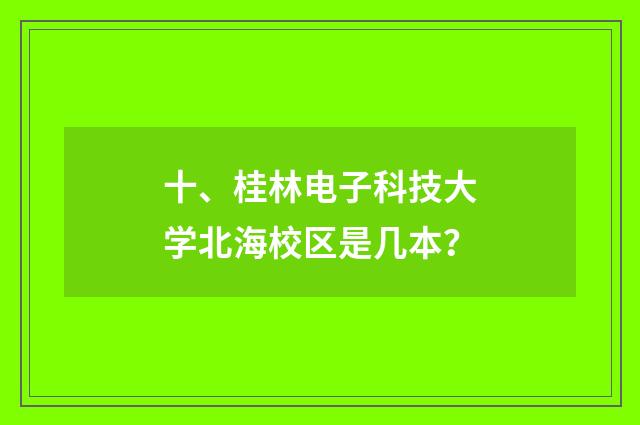 十、桂林电子科技大学北海校区是几本?