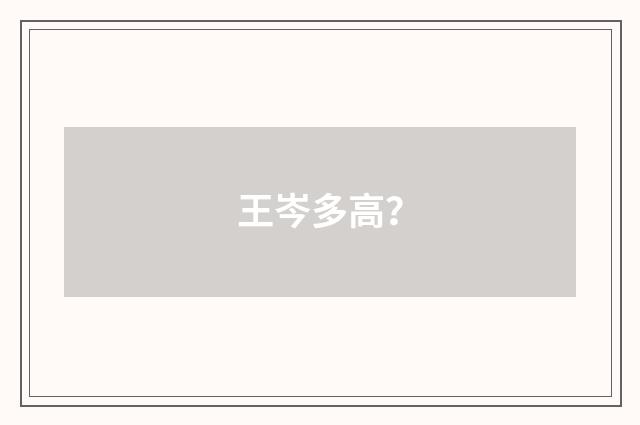 王岑多高?