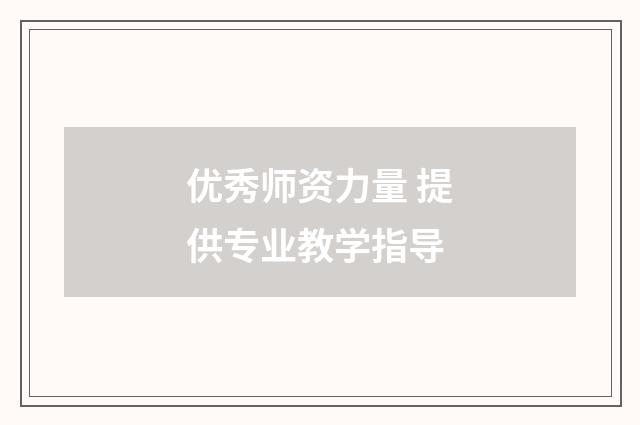 优秀师资力量 提供专业教学指导