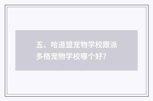五、哈道盟宠物学校跟派多格宠物学校哪个好?