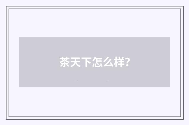 茶天下怎么样?