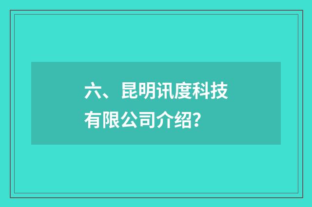 六、昆明讯度科技有限公司介绍?