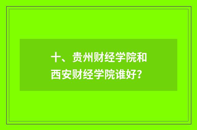 十、贵州财经学院和西安财经学院谁好？