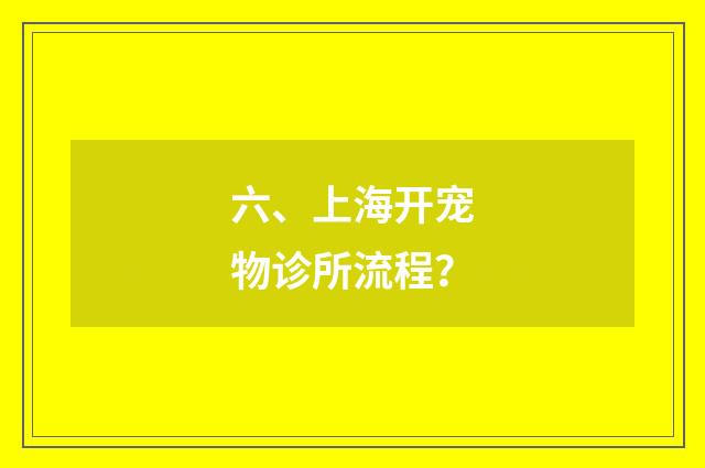 六、上海开宠物诊所流程？