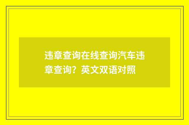 违章查询在线查询汽车违章查询?英文双语对照