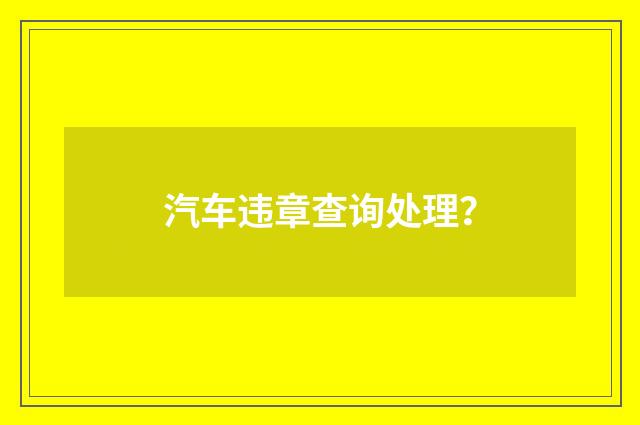 汽车违章查询处理？