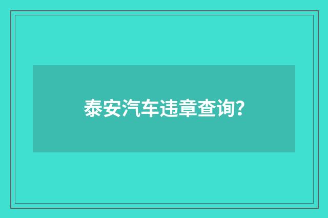 泰安汽车违章查询?