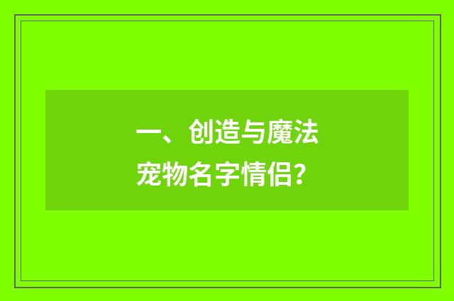 一、创造与魔法宠物名字情侣？