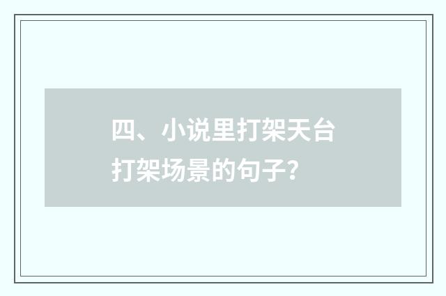 四、小说里打架天台打架场景的句子？
