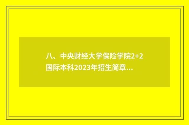 八、中央财经大学保险学院2+2国际本科2023年招生简章?