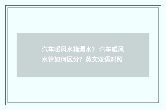 汽车暖风水箱漏水？ 汽车暖风水管如何区分？英文双语对照