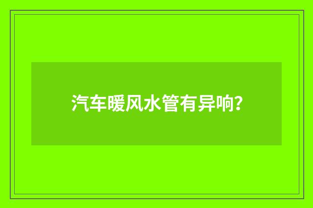 汽车暖风水管有异响？